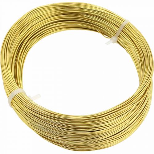Artículo Alambre de aluminio Ø1mm alambre dorado decorativo redondo 120g