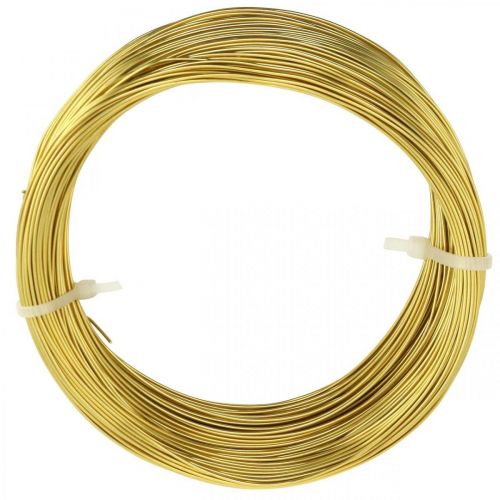 Artículo Alambre de aluminio Ø1mm alambre dorado decorativo redondo 120g