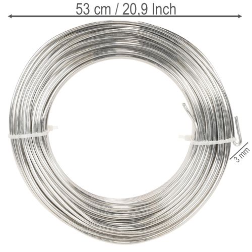 Alambre de aluminio, plateado, 3 mm, alambre para manualidades para proyectos creativos, 1 kg | Floristik24.es