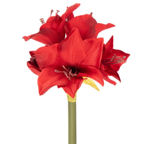 Flor artificial de amarilis roja con tallo, decoración floral para Navidad, 50 cm.