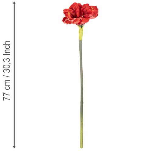 Flor de amarilis artificial, roja, de tallo largo, para jarrón y arreglos florales, 77 cm. | Floristik24.es