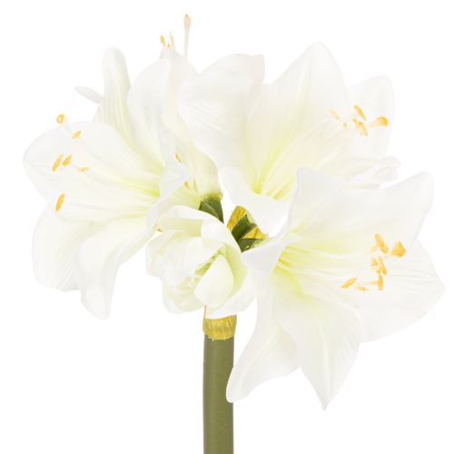 Flor artificial de amarilis, blanca, con tallo, Adviento y Navidad, 50 cm