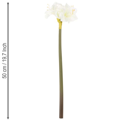 Flor artificial de amarilis, blanca, con tallo, Adviento y Navidad, 50 cm | Floristik24.es