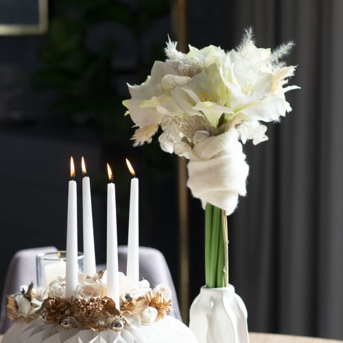 Flor artificial de amarilis, blanca, con tallo, Adviento y Navidad, 50 cm | Floristik24.es