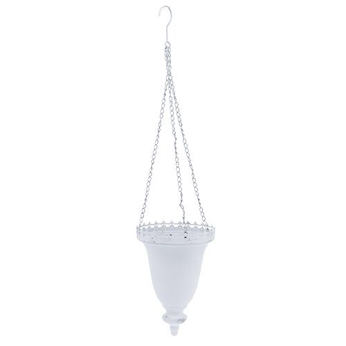Floristik24 Cesta colgante de metal blanco Ø21cm H30cm