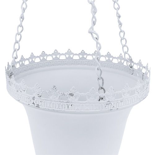 Floristik24 Cesta colgante de metal blanco Ø21cm H30cm