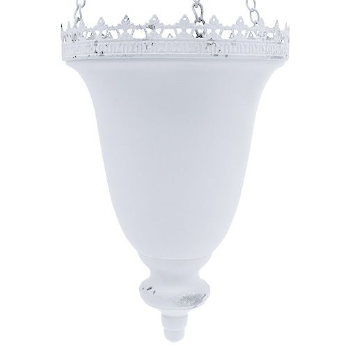 Floristik24 Cesta colgante de metal blanco Ø21cm H30cm