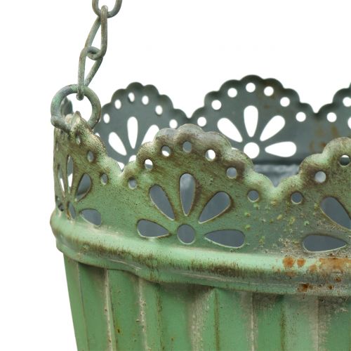 Floristik24 Cesta colgante verde antiguo Ø19/15cm 2uds