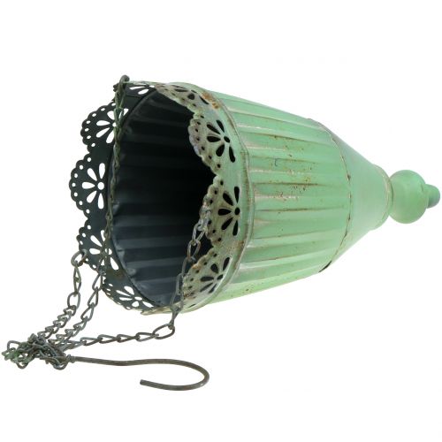 Floristik24 Cesta colgante verde antiguo Ø19/15cm 2uds