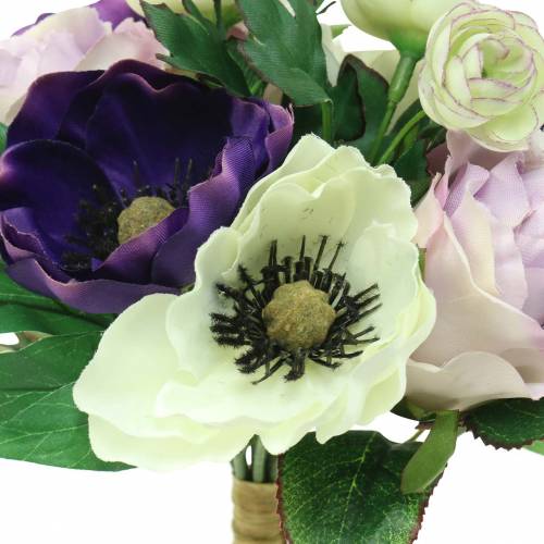 Ramo con anémonas y rosas Violeta, crema 30cm.