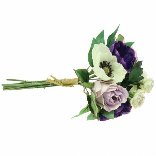Floristik24 Ramo con anémonas y rosas Violeta, crema 30cm.