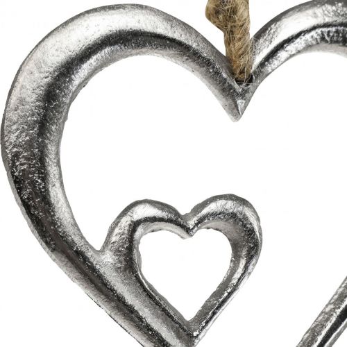 Colgante decorativo corazón metal plata natural 10,5x11x0,5cm