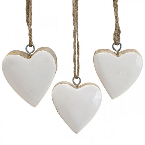 Floristik24 Colgante corazones de madera corazones decorativos blanco Ø5-5.5cm 12pcs