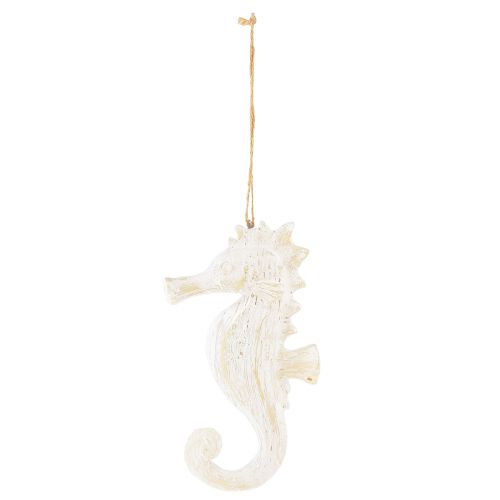 Artículo Colgante decoración caballito de mar blanco, decoración marítima Al. 23 cm
