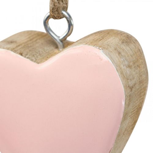 Colgante corazones de madera corazones decorativos rosa Ø5-5.5cm 12pcs