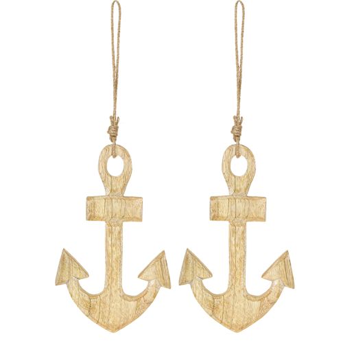 Artículo Ancla de madera para colgar Yute Natural 15×25cm 2uds