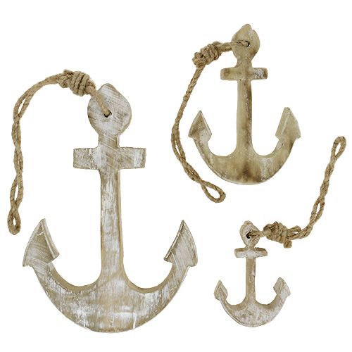 Juego de ancla de madera 8cm, 12cm, 18.5cm