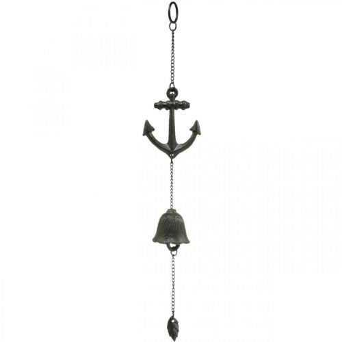 Campana de ancla de suspensión, carillón de viento de decoración marítima, hierro fundido L47.5cm