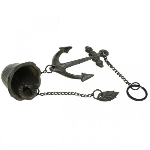 Floristik24 Campana de ancla de suspensión, carillón de viento de decoración marítima, hierro fundido L47.5cm