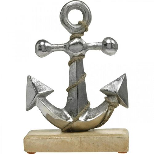 Floristik24 Ancla de metal, verano, decoración de escaparate marítimo Plata, colores naturales Al. 22 cm