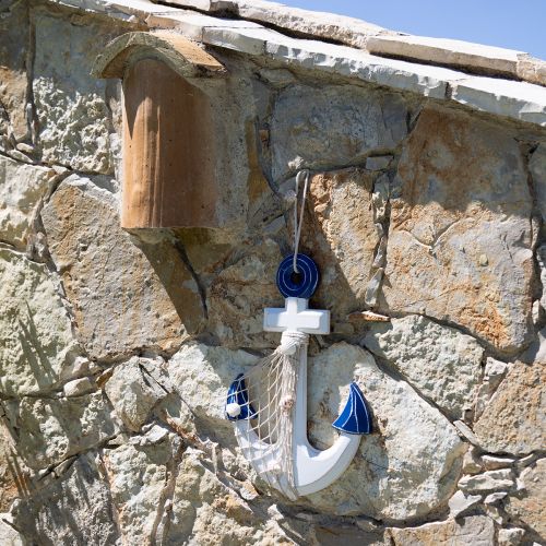 Artículo Ancla decorativa percha decorativa de madera blanco azul natural 32x2,5x22cm