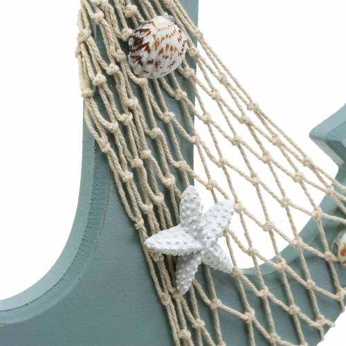 Floristik24 Ancla madera con conchas azul claro 28,5×40cm