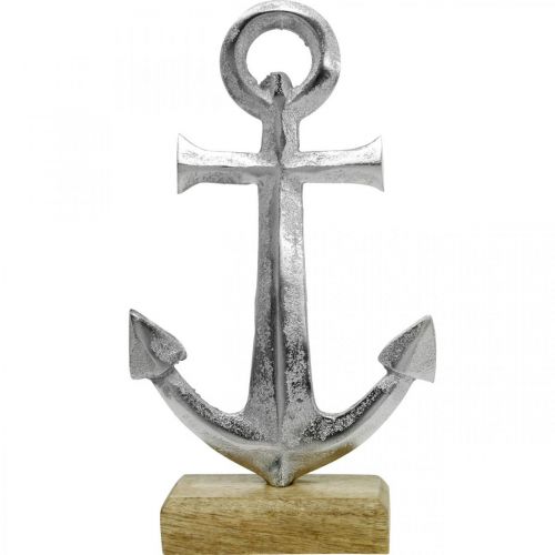 Floristik24 Ancla en metal, decoración de verano, decoración náutica Plata, natural H24.5cm