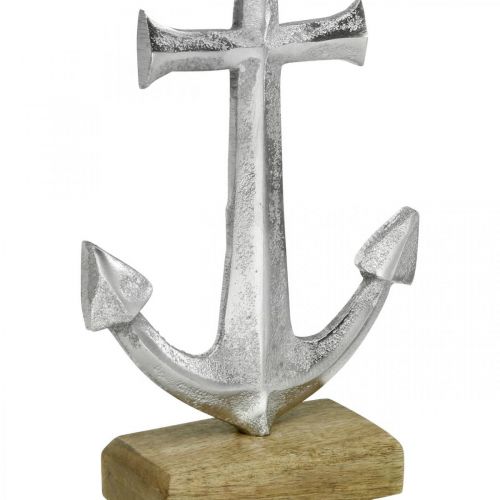 Floristik24 Ancla en metal, decoración de verano, decoración náutica Plata, natural H24.5cm