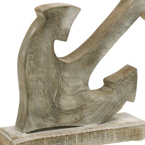 Artículo Ancla de madera, ancla decorativa, shabby chic, blanco, natural, 22 cm