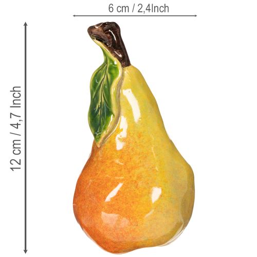 Juego de frutas artificiales: manzana y pera, artículo decorativo de otoño, 12 cm, 3 piezas. | Floristik24.es