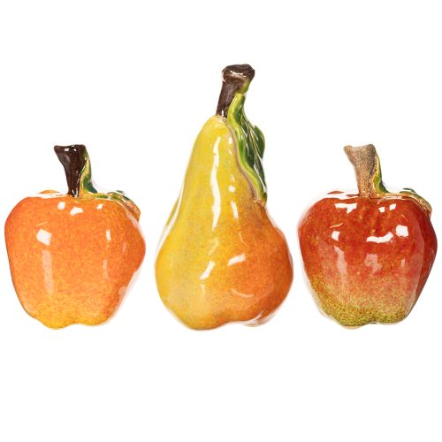 Juego de frutas artificiales: manzana y pera, artículo decorativo de otoño, 12 cm, 3 piezas. comprar | Floristik24.es