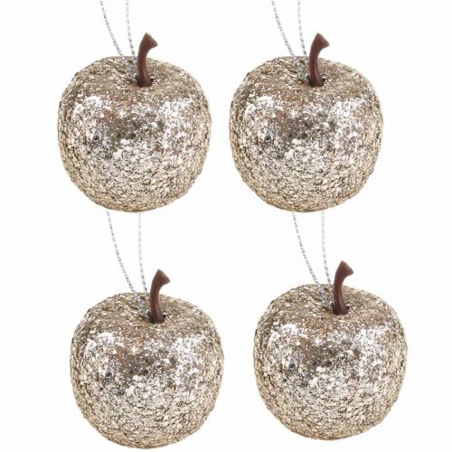 Floristik24 Deco mini árbol de manzana con purpurina champagne Ø3.5cm 24pcs