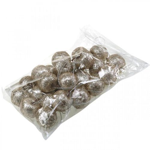 Floristik24 Mini adornos decorativos para árboles de champán con purpurina de manzana Ø3,5cm 24 piezas