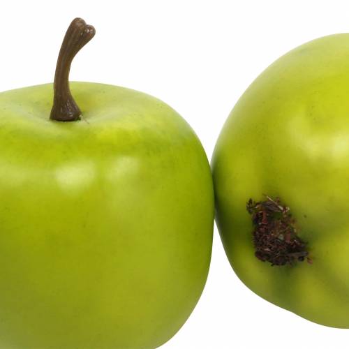 Artículo Mini manzanas decorativas verde amarillo artificial H4,3cm Ø3,6cm 24 piezas