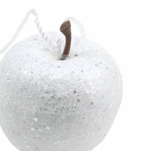 Floristik24 Deco mini adornos para árboles de Navidad blancos con purpurina de manzana Ø3,5cm 24 piezas