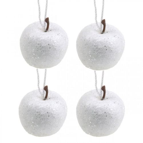 Floristik24 Deco mini adornos para árboles de Navidad blancos con purpurina de manzana Ø3,5cm 24 piezas