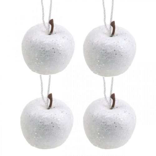 Floristik24 Deco mini apple glitter blanco adornos para árboles de Navidad Ø3.5cm 24pcs