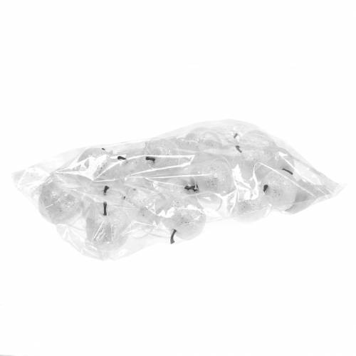 Floristik24 Deco mini adornos para árboles de Navidad blancos con purpurina de manzana Ø3,5cm 24 piezas