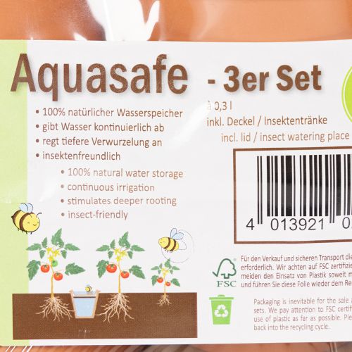 Depósito de agua Aquasafe con bebedero para insectos para jardín, balcón, terraza, 12 cm, 3 unidades | Floristik24.es