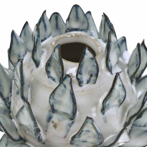 Artículo Florero decorativo arte shock cerámica azul, blanco Ø9.5cm H9cm