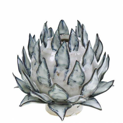 Artículo Florero decorativo arte shock cerámica azul, blanco Ø9.5cm H9cm