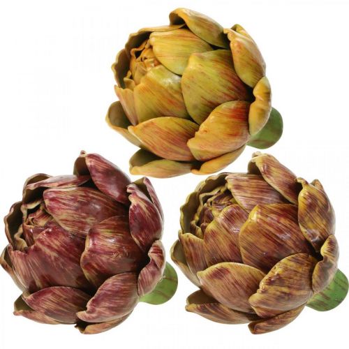 Floristik24 Alcachofa Vegetales Artificiales Deco Colores Surtidos H10.5cm 3pcs