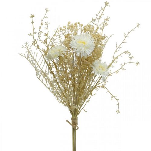 Ramo de áster artificial y gypsophila beige, blanco 43cm