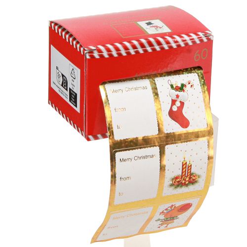 Artículo Pegatinas Etiquetas adhesivas de regalo de Navidad 5,5 cm 60 piezas