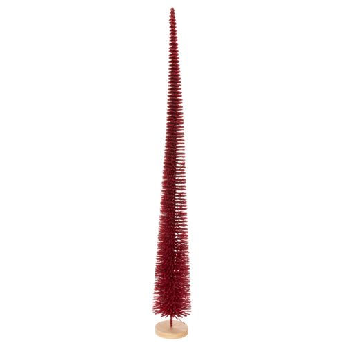 Árbol de Navidad decorativo moderno y delgado sobre una base de madera, 80 cm.