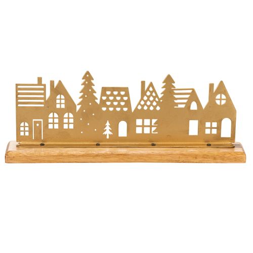 Silueta de casa para decoración de Adviento sobre base de madera de 29 cm. | Floristik24.es