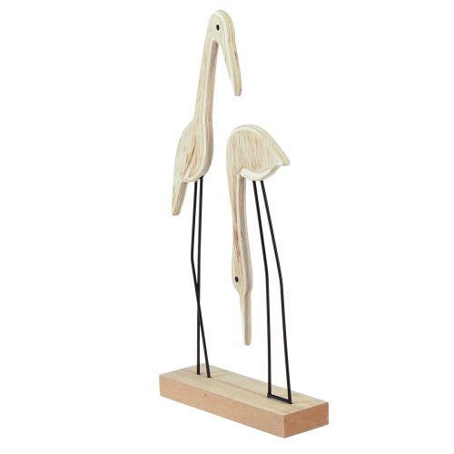 Artículo Soporte figura de madera par de grullas natural 27,5×13cm 2 piezas
