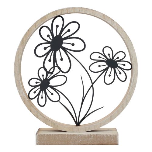 Artículo Decoración de mesa con flores de metal, decoración de resortes de metal y madera, Al. 19 cm