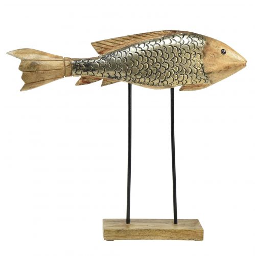 Artículo Pez de madera con decoración de metal decoración de peces 35x7x29,5cm
