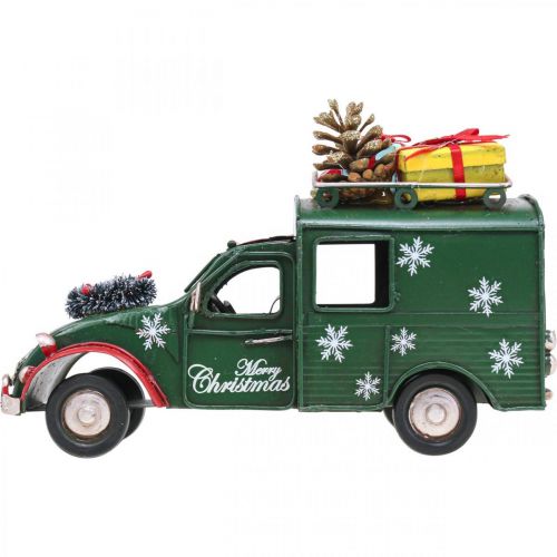 Floristik24 Coche de decoración navideña Coche navideño vintage verde L17cm